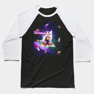 Outer Space Pizza Cat - Rainbow Laser, Taco, Burrito Baseball T-Shirt